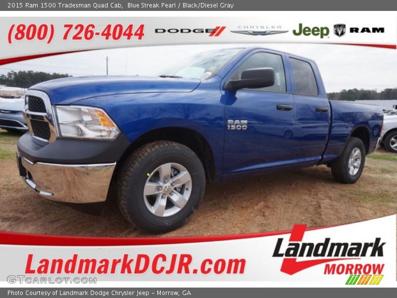 Blue Streak Pearl / Black/Diesel Gray 2015 Ram 1500 Tradesman Quad Cab
