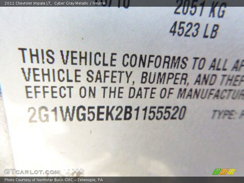 Cyber Gray Metallic / Neutral 2011 Chevrolet Impala LT