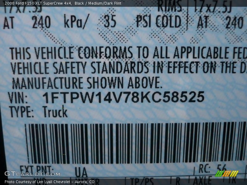 Black / Medium/Dark Flint 2008 Ford F150 XLT SuperCrew 4x4