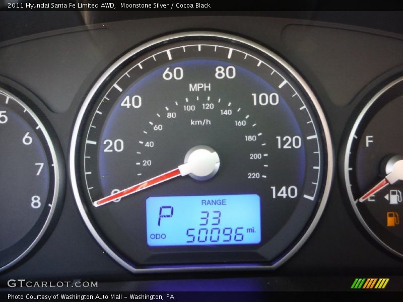 Moonstone Silver / Cocoa Black 2011 Hyundai Santa Fe Limited AWD