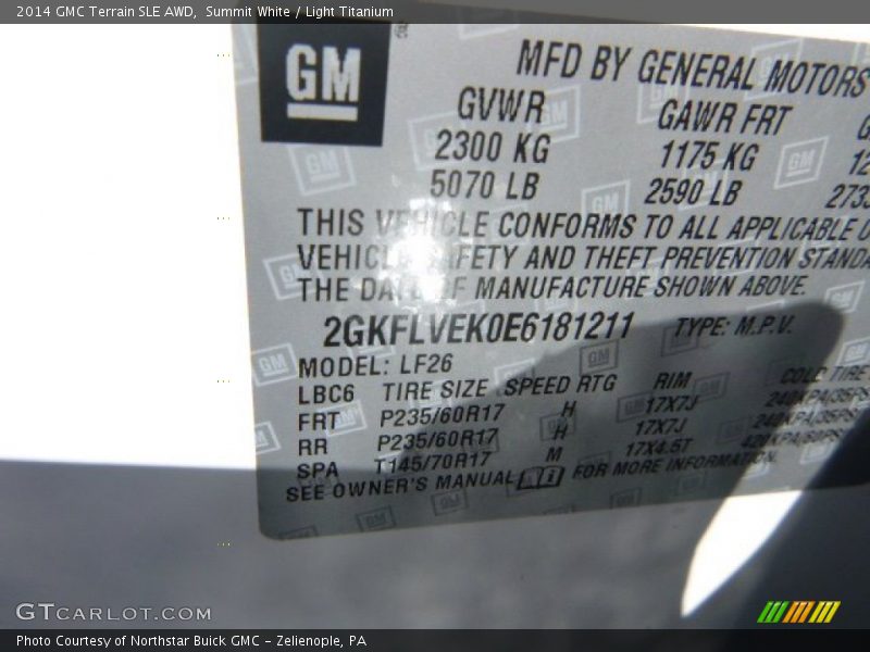 Summit White / Light Titanium 2014 GMC Terrain SLE AWD
