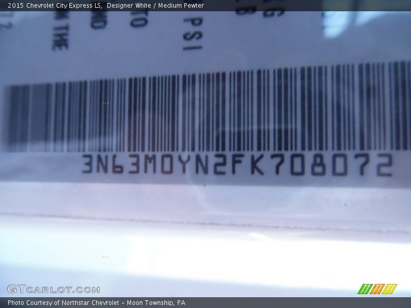 Designer White / Medium Pewter 2015 Chevrolet City Express LS