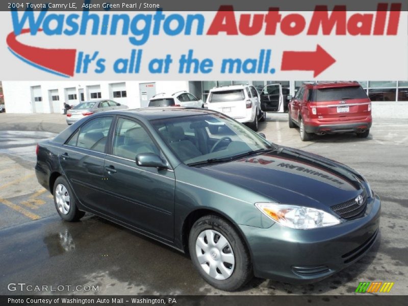 Aspen Green Pearl / Stone 2004 Toyota Camry LE