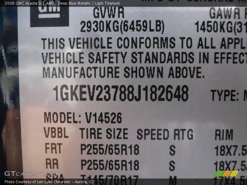 Deep Blue Metallic / Light Titanium 2008 GMC Acadia SLT AWD