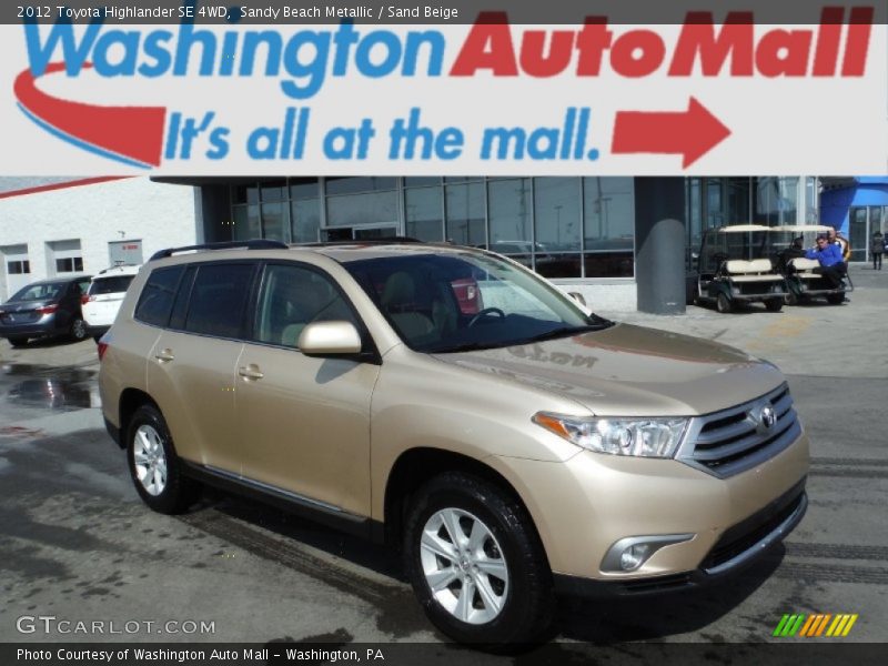 Sandy Beach Metallic / Sand Beige 2012 Toyota Highlander SE 4WD