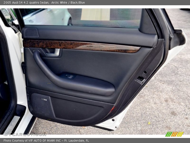 Arctic White / Black/Blue 2005 Audi S4 4.2 quattro Sedan