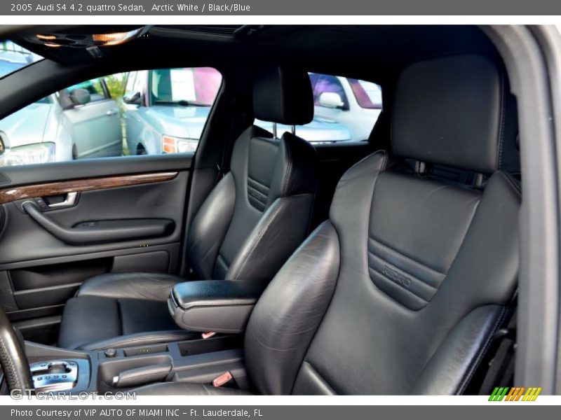 Arctic White / Black/Blue 2005 Audi S4 4.2 quattro Sedan