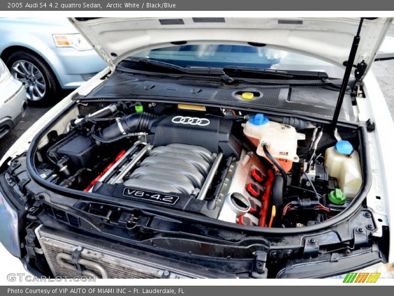 Arctic White / Black/Blue 2005 Audi S4 4.2 quattro Sedan