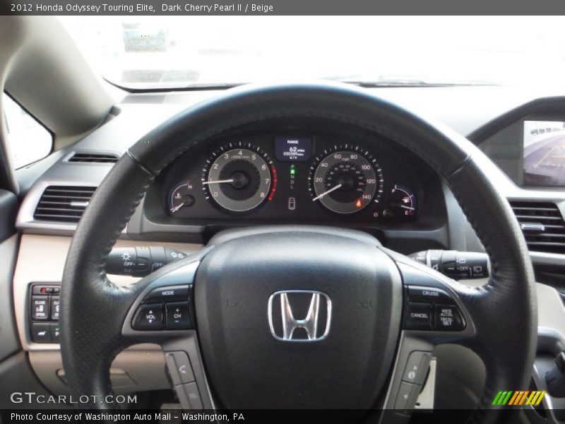 Dark Cherry Pearl II / Beige 2012 Honda Odyssey Touring Elite
