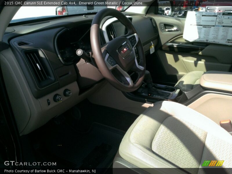 Emerald Green Metallic / Cocoa/Dune 2015 GMC Canyon SLE Extended Cab 4x4