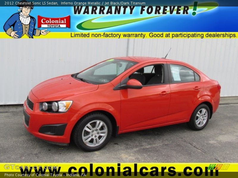 Inferno Orange Metallic / Jet Black/Dark Titanium 2012 Chevrolet Sonic LS Sedan