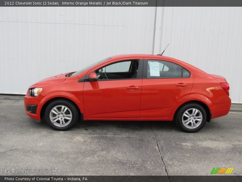 Inferno Orange Metallic / Jet Black/Dark Titanium 2012 Chevrolet Sonic LS Sedan