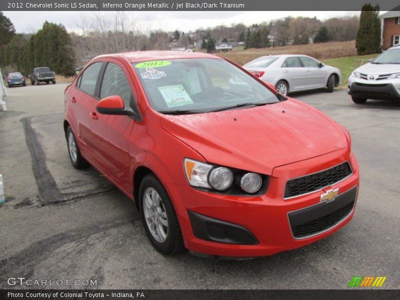 Inferno Orange Metallic / Jet Black/Dark Titanium 2012 Chevrolet Sonic LS Sedan