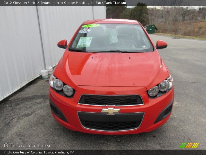 Inferno Orange Metallic / Jet Black/Dark Titanium 2012 Chevrolet Sonic LS Sedan