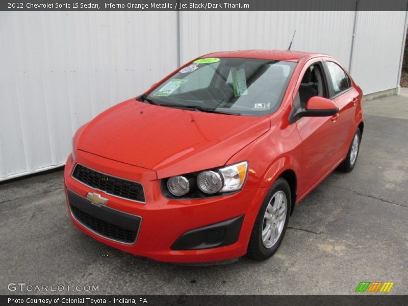 Inferno Orange Metallic / Jet Black/Dark Titanium 2012 Chevrolet Sonic LS Sedan