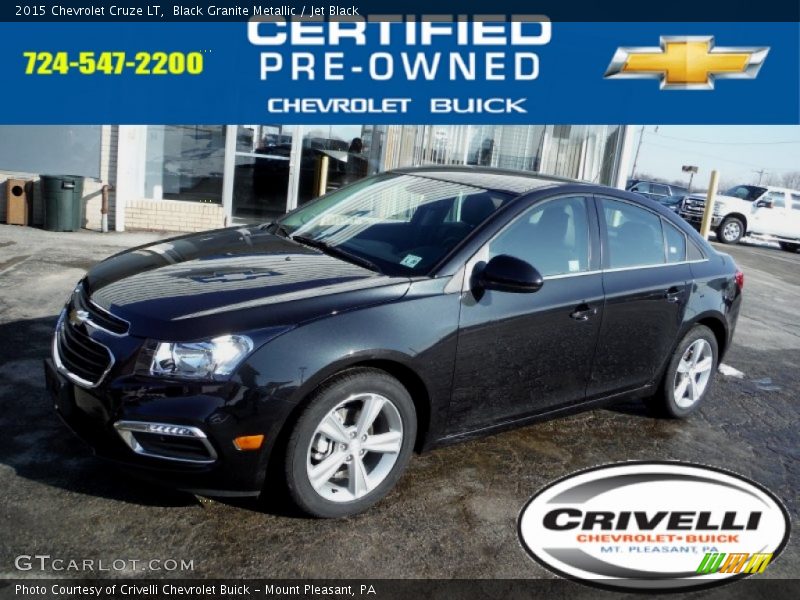 Black Granite Metallic / Jet Black 2015 Chevrolet Cruze LT