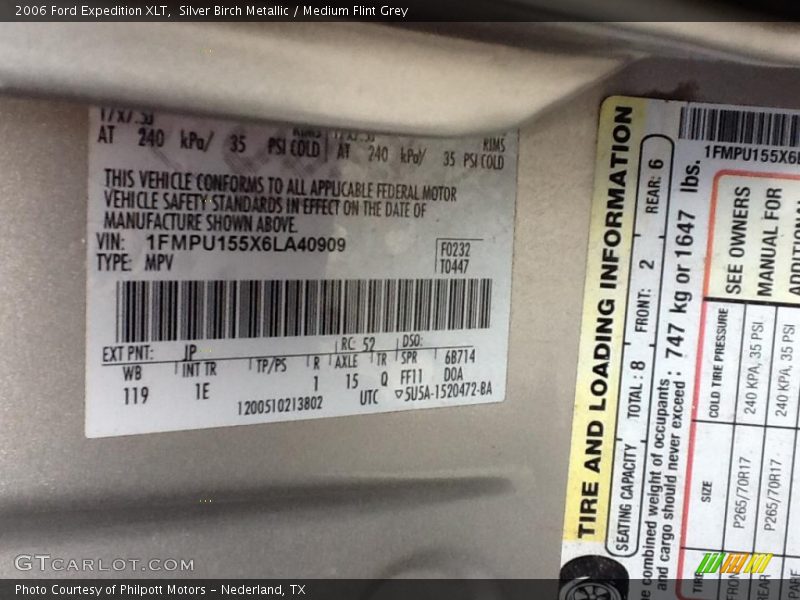 Silver Birch Metallic / Medium Flint Grey 2006 Ford Expedition XLT