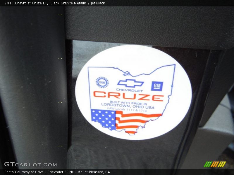 Black Granite Metallic / Jet Black 2015 Chevrolet Cruze LT