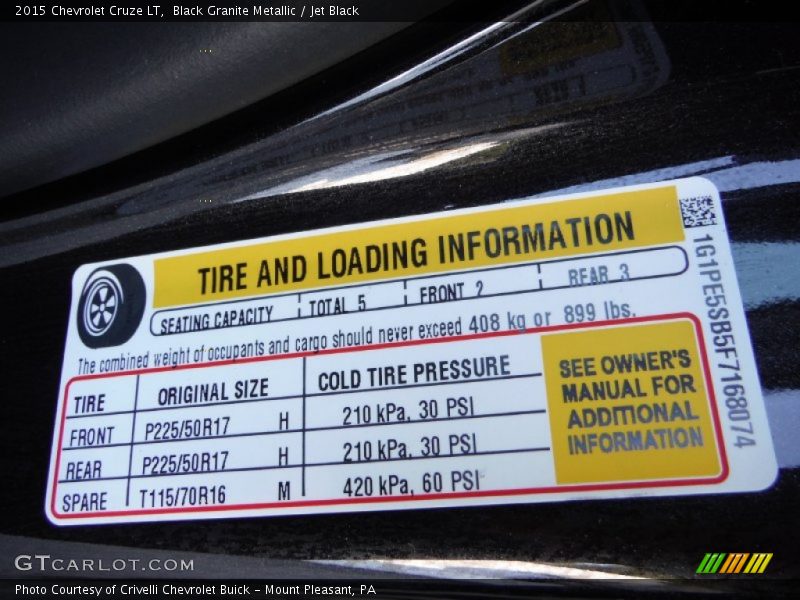 Info Tag of 2015 Cruze LT