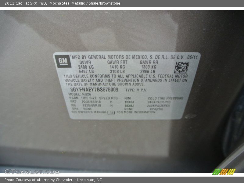 Mocha Steel Metallic / Shale/Brownstone 2011 Cadillac SRX FWD