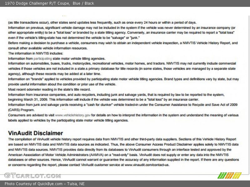 Blue / Black 1970 Dodge Challenger R/T Coupe