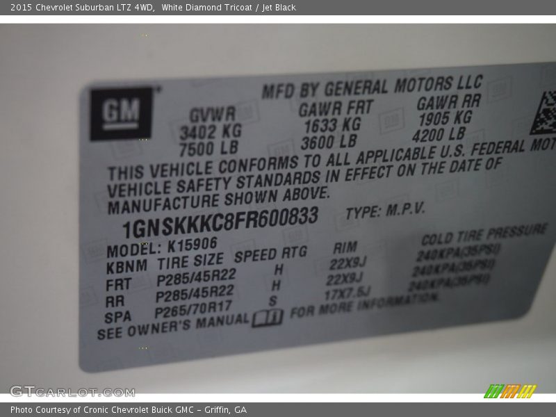 White Diamond Tricoat / Jet Black 2015 Chevrolet Suburban LTZ 4WD
