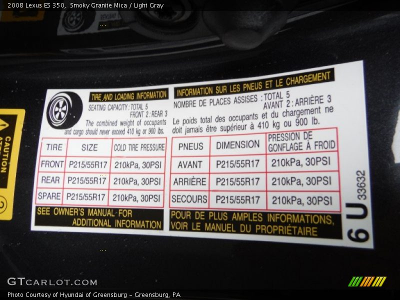 Smoky Granite Mica / Light Gray 2008 Lexus ES 350