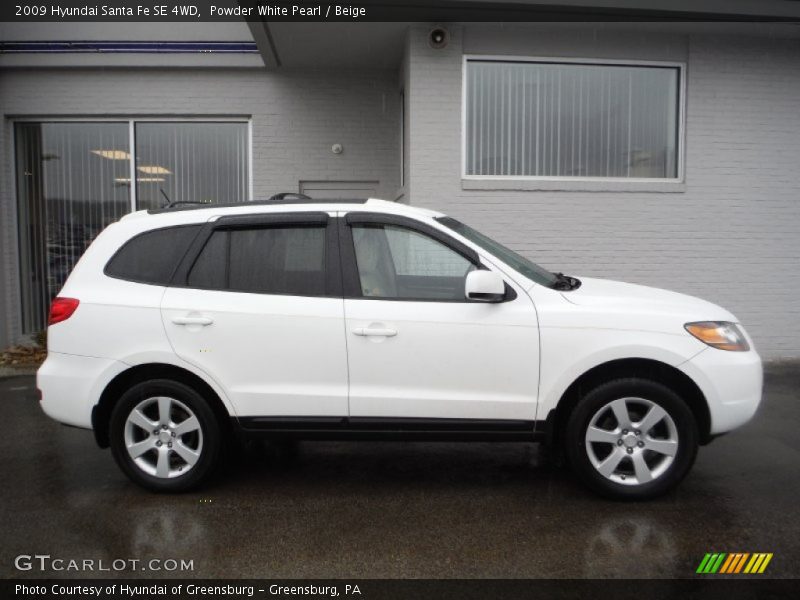 Powder White Pearl / Beige 2009 Hyundai Santa Fe SE 4WD