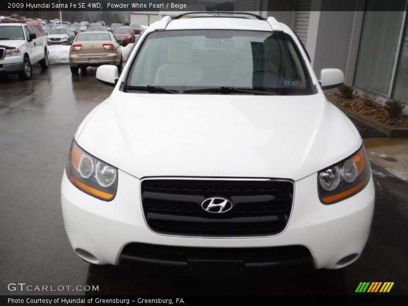 Powder White Pearl / Beige 2009 Hyundai Santa Fe SE 4WD