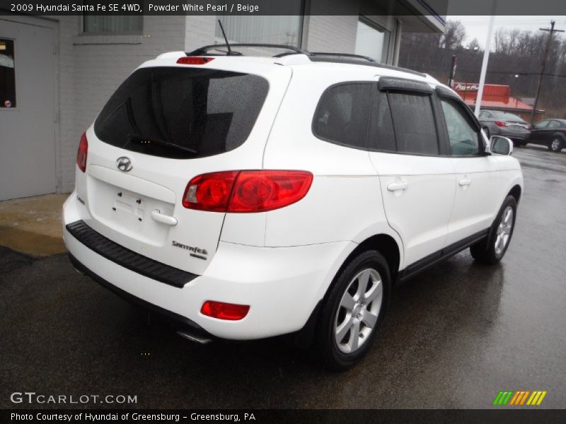 Powder White Pearl / Beige 2009 Hyundai Santa Fe SE 4WD