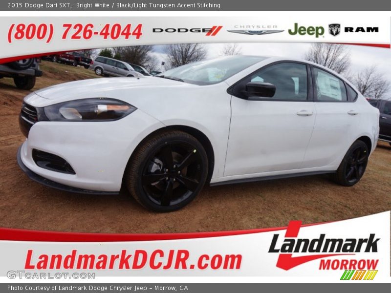 Bright White / Black/Light Tungsten Accent Stitching 2015 Dodge Dart SXT