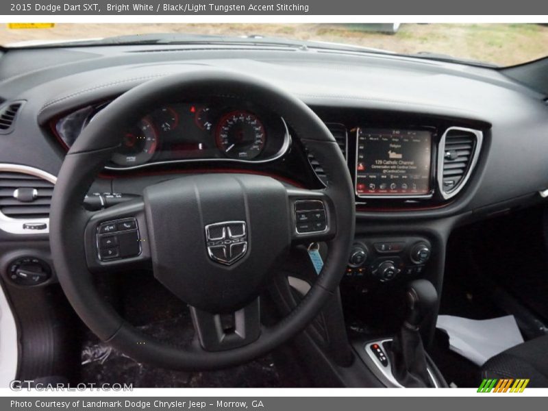 Bright White / Black/Light Tungsten Accent Stitching 2015 Dodge Dart SXT