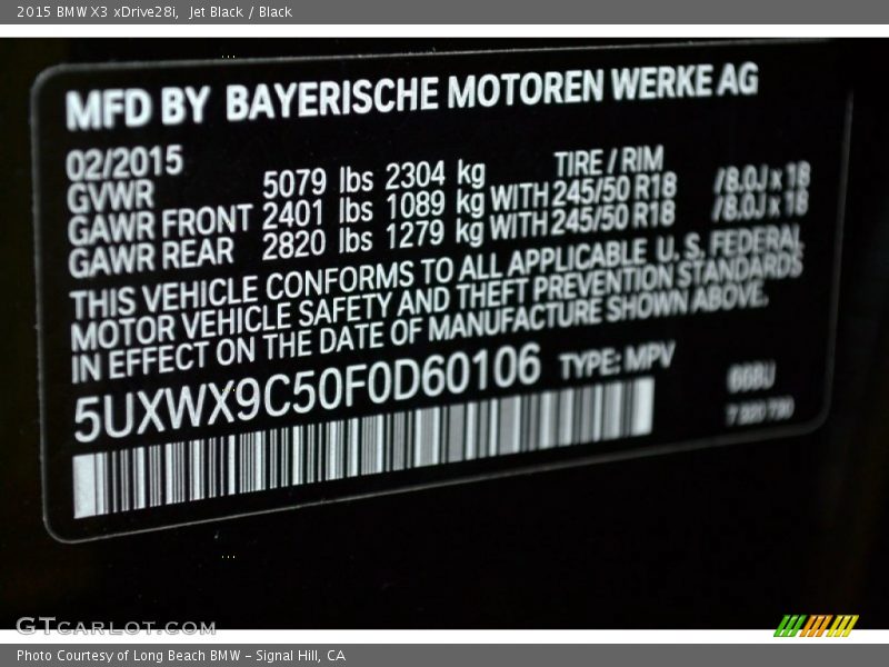 Jet Black / Black 2015 BMW X3 xDrive28i
