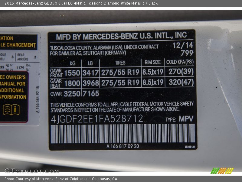 designo Diamond White Metallic / Black 2015 Mercedes-Benz GL 350 BlueTEC 4Matic