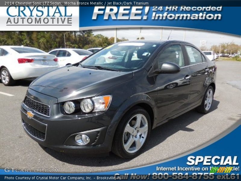 Mocha Bronze Metallic / Jet Black/Dark Titanium 2014 Chevrolet Sonic LTZ Sedan