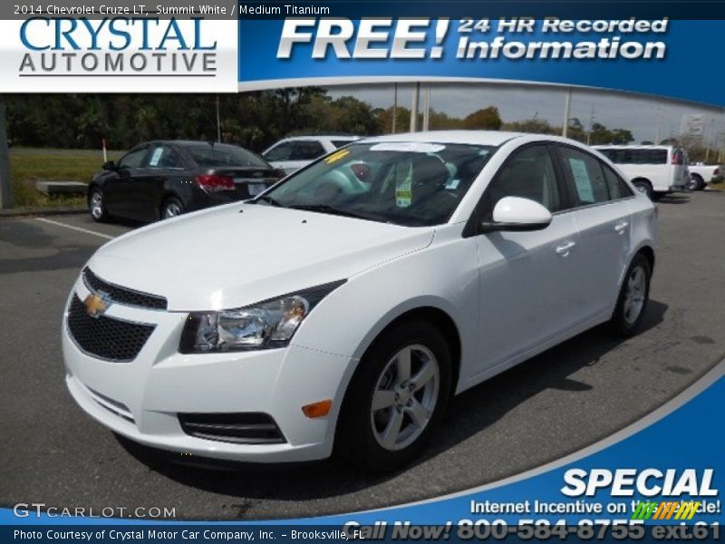 Summit White / Medium Titanium 2014 Chevrolet Cruze LT