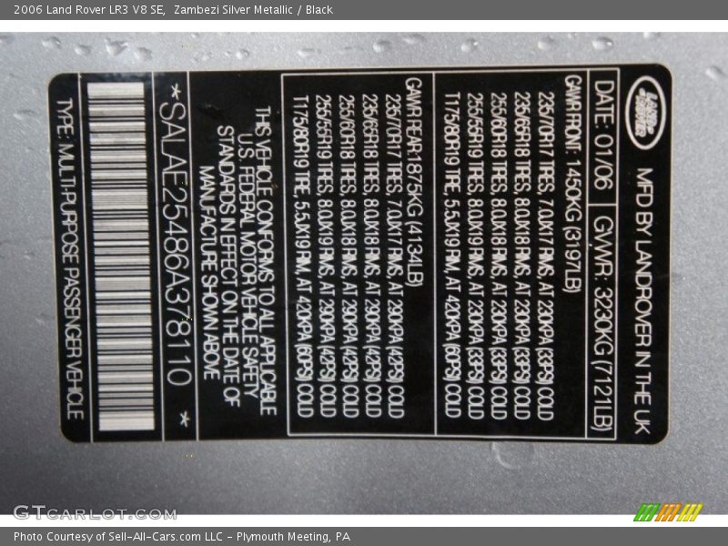 Zambezi Silver Metallic / Black 2006 Land Rover LR3 V8 SE