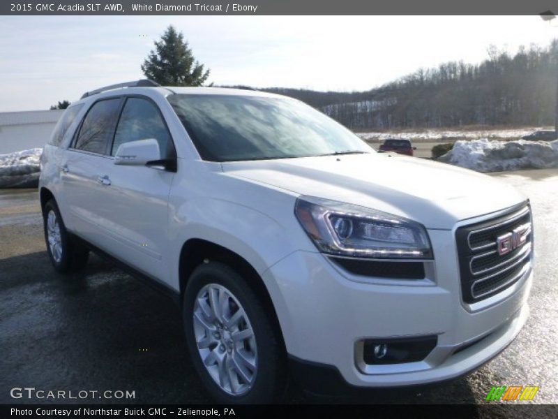 White Diamond Tricoat / Ebony 2015 GMC Acadia SLT AWD