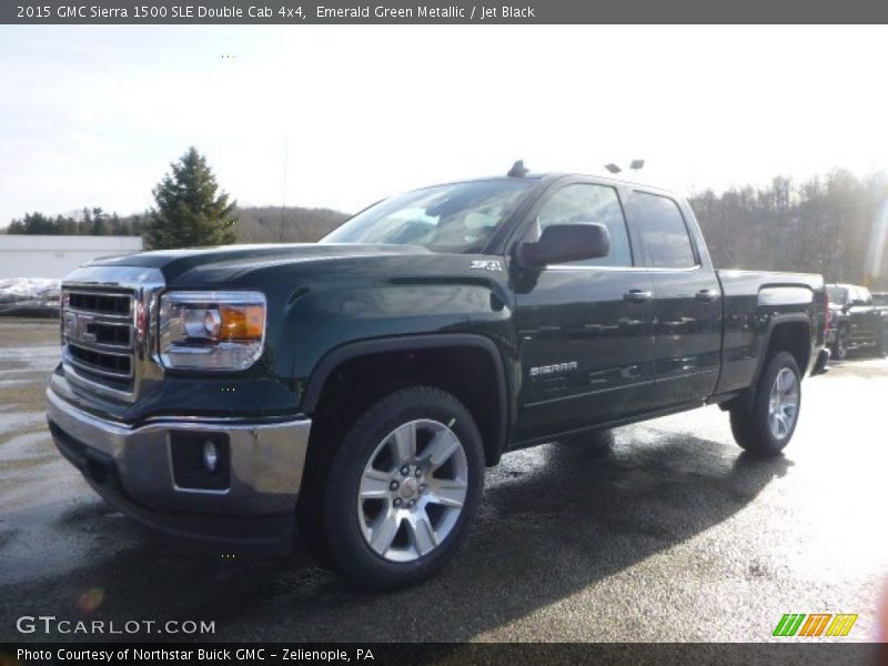 Emerald Green Metallic / Jet Black 2015 GMC Sierra 1500 SLE Double Cab 4x4