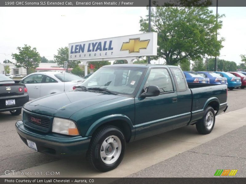 Emerald Green Metallic / Pewter 1998 GMC Sonoma SLS Extended Cab