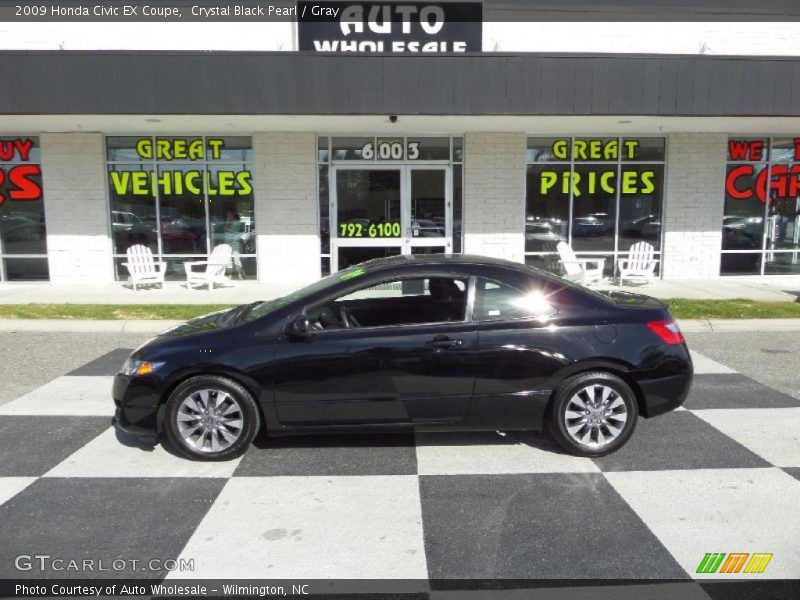 Crystal Black Pearl / Gray 2009 Honda Civic EX Coupe