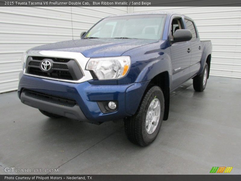 Blue Ribbon Metallic / Sand Beige 2015 Toyota Tacoma V6 PreRunner Double Cab