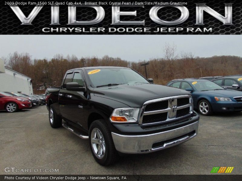 Brilliant Black Crystal Pearl / Dark Slate/Medium Graystone 2009 Dodge Ram 1500 SLT Quad Cab 4x4