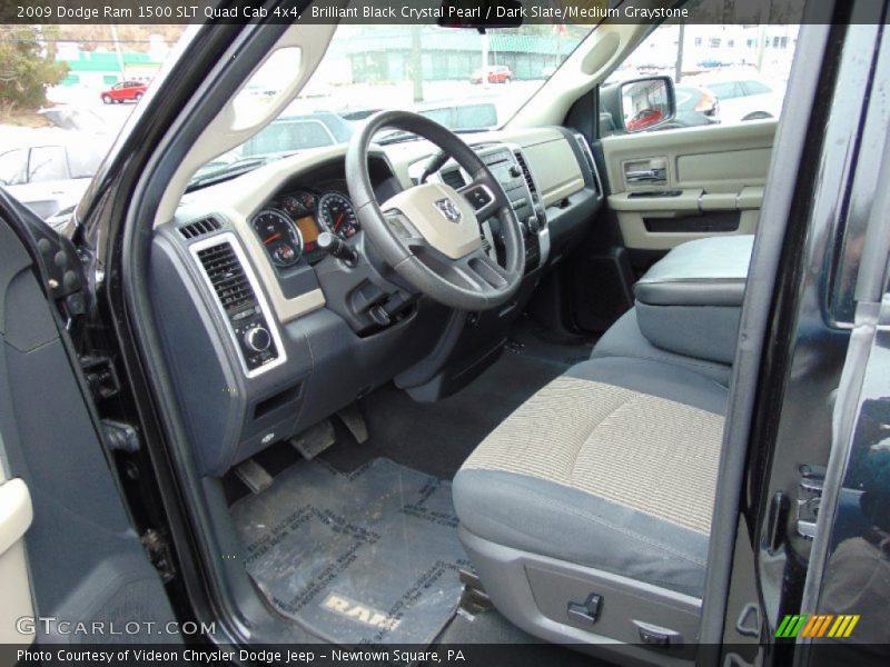 Brilliant Black Crystal Pearl / Dark Slate/Medium Graystone 2009 Dodge Ram 1500 SLT Quad Cab 4x4