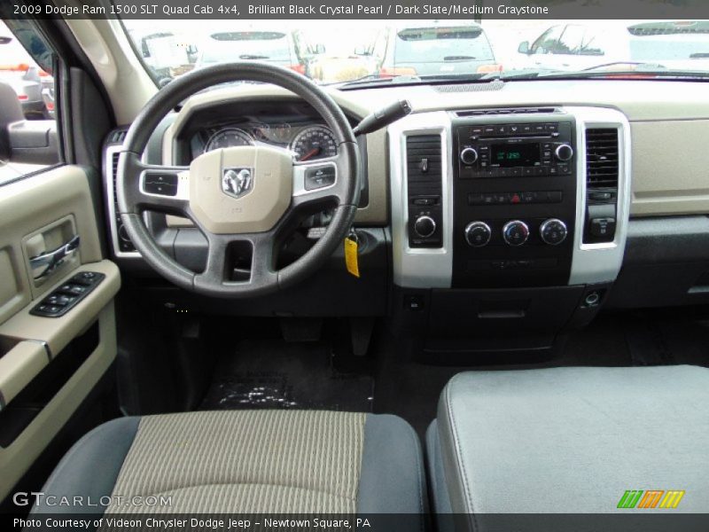 Brilliant Black Crystal Pearl / Dark Slate/Medium Graystone 2009 Dodge Ram 1500 SLT Quad Cab 4x4