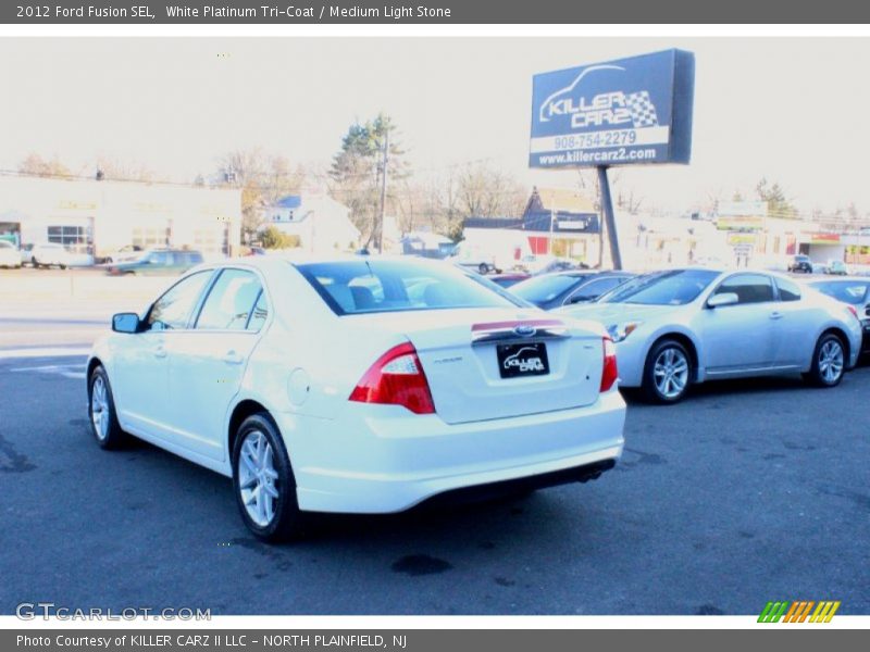 White Platinum Tri-Coat / Medium Light Stone 2012 Ford Fusion SEL