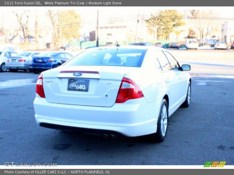 White Platinum Tri-Coat / Medium Light Stone 2012 Ford Fusion SEL