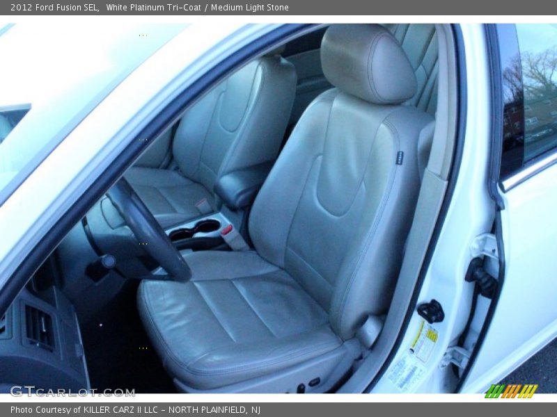 White Platinum Tri-Coat / Medium Light Stone 2012 Ford Fusion SEL