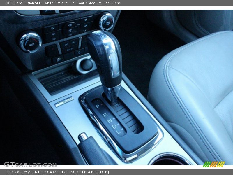 White Platinum Tri-Coat / Medium Light Stone 2012 Ford Fusion SEL