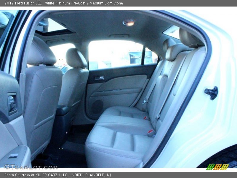 White Platinum Tri-Coat / Medium Light Stone 2012 Ford Fusion SEL